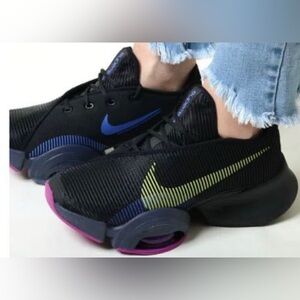 Nike Black Athletic Shoes with Yellow, Blue & Purple Accents